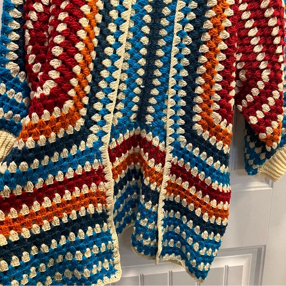 Fiesta Colorful Crocheted Granny Square Open Front Sweater Cardigan. M/L. NWT. - Picture 11 of 14